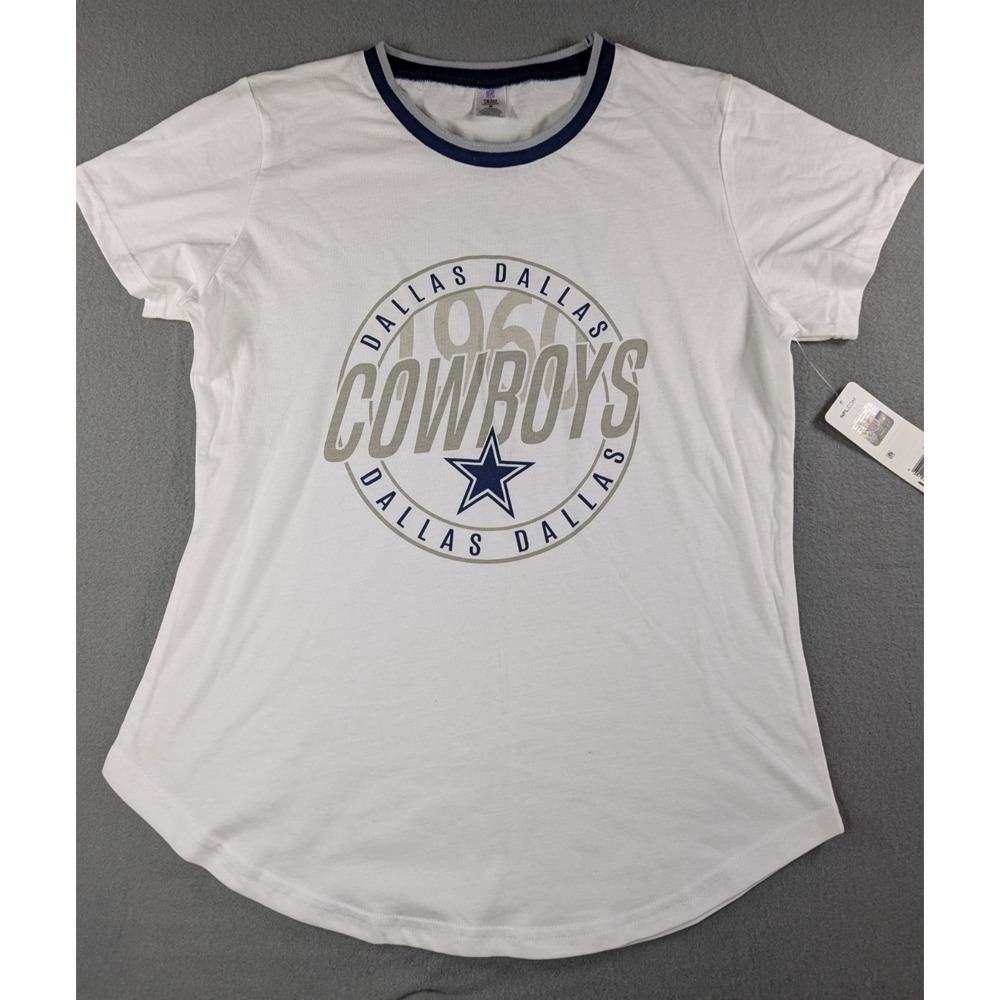 NFL Team Apparel Womens Poise Dallas Cowboys Sleepwear T-Shirt Medium White Navy